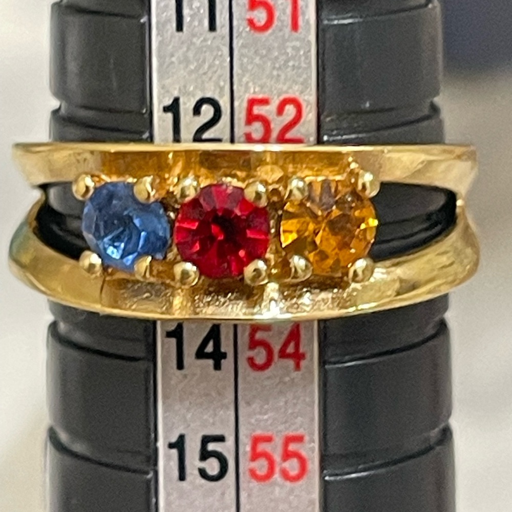 Vintage Gold Plated MultiColor Stone Band Size 6.75 birthstone mothers ring Y2K